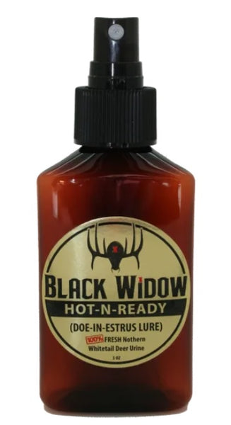 Black Widow Hot-N-Ready 3oz Northern Whitetail Doe Estrus - Ringtails and Tall Tales Hunting, Dog Supply, and Taxidermy